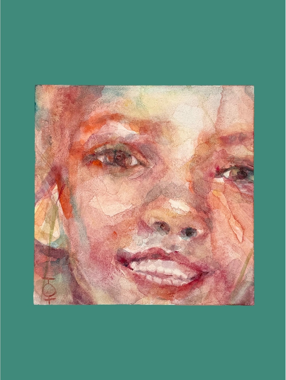 Contemporary Original Watercolor Child Ethereal Portrait Painting 5x5 Signed Art